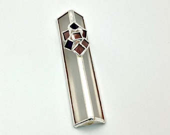 Colorful Stained Glass Silver Mezuzah 2006 s