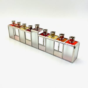 Stained Glass Menorah: Colorful Hanukkah Decor, Judaica Gift