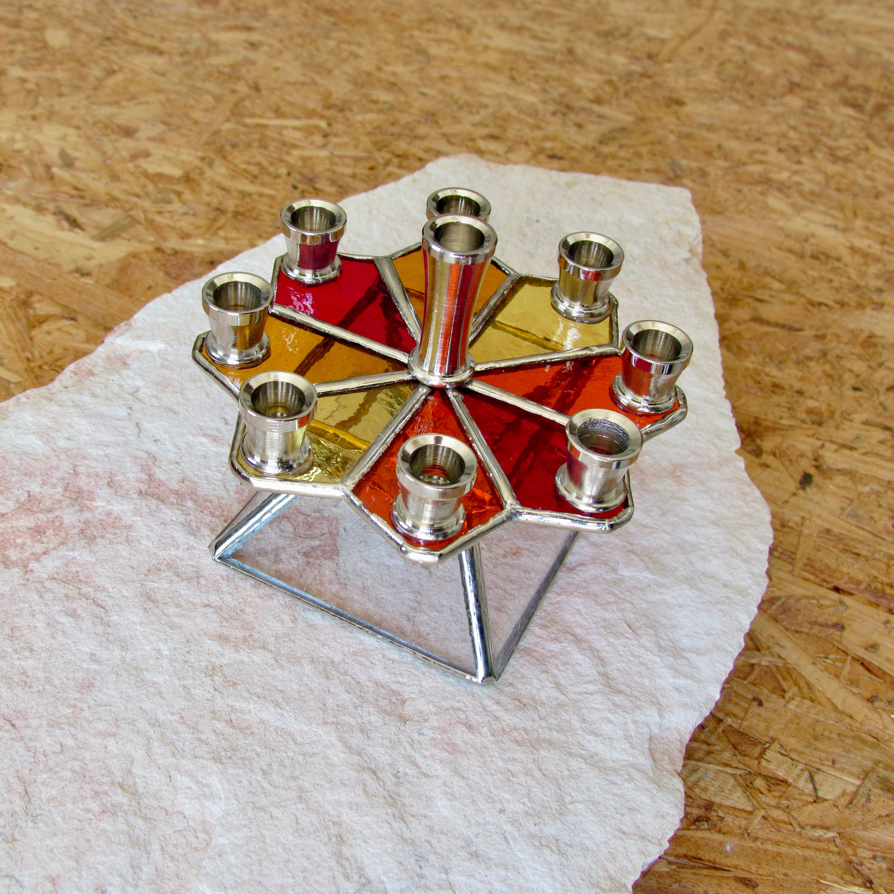 Colorful Stained Glass Menorah Dreidel Etsy