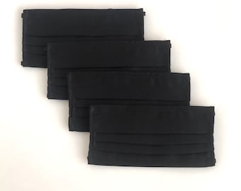 4 Pack Black Cotton Face Mask: Handmade Reusable Cloth Mask with Nose Wire