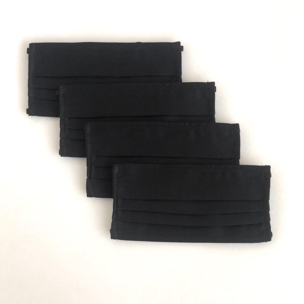 4 Pack | Black Face Masks with Nose Wire. Cotton Face Masks. Reusable Face Masks.