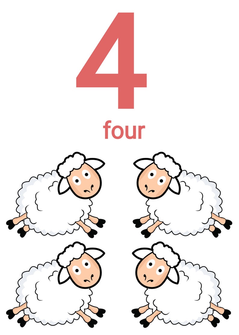 PRINTABLE Farm Animals Numbers Flash Cards Counting Set | Etsy