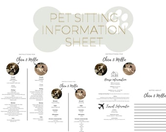 Pet sitting information sheet - 2 dogs - Fully editable - canva - dog sitting information - travel info