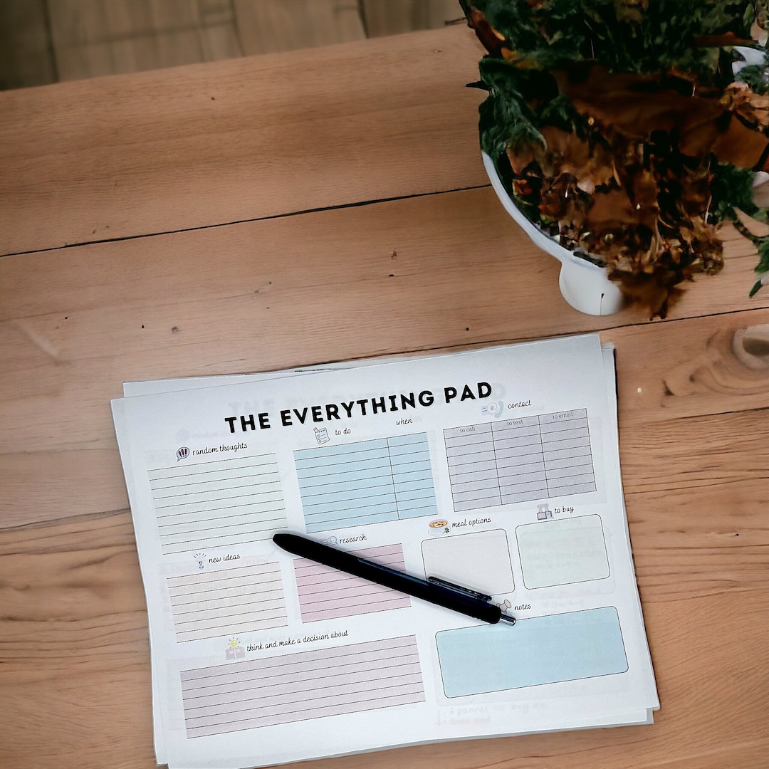 The Everything Notepad 8.5x11in Notepad Brain Dump Notepad for All Your ...