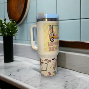 Happiest on the course 40oz Tumbler, With handle and straw, Golf Tumbler, Sublimation Tumbler, Golf girl, Partee, Birdie, Golfing time
