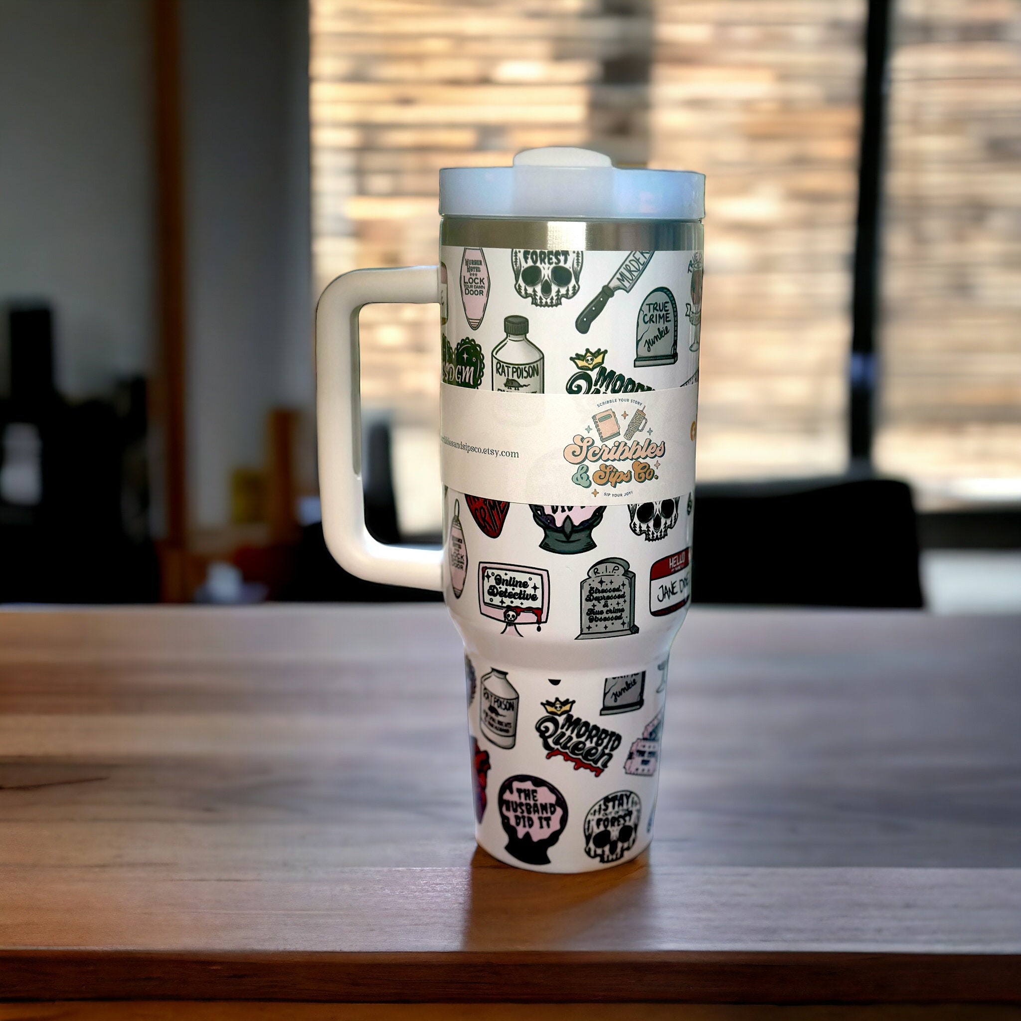 True Crime 40oz Tumbler, With handle and straw, Sublimation tumbler, Murderino, ssdgm, Morbid, serial, Also available in 20oz, Podcast