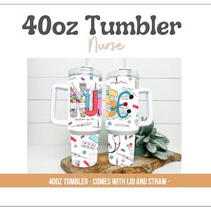 Nurse 40oz Tumbler with Handle, Lid, Straw, Laser Engraved Tumbler, St –  Prairie Tale Farm