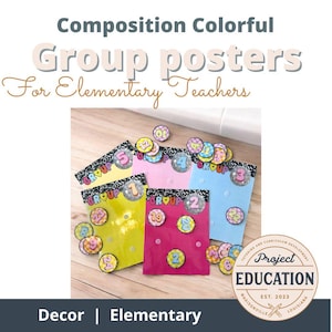 Gruppenposter, Klassenzimmerdekor, Zusammensetzung Bunt, Lehrerbedarf, Handhabung, digitale Downloads, Drucklaminatschnitt