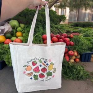 Farmers Market Tote Bag Large - 19x15x6 inches, Farmers Market Tote, Canvas Bag, Gift For Her, School Bag, Bachelorette Gift