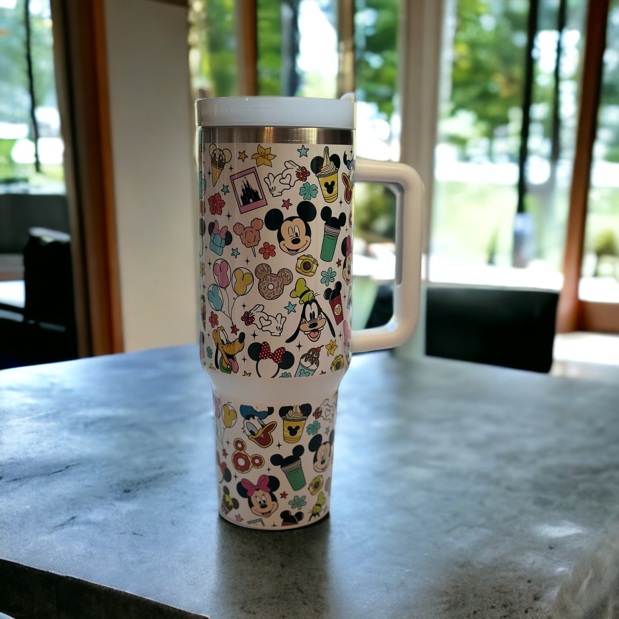 Mickey Mouse Tumbler 40 Oz Mickey Mouse Castle Glitter Pattern 40Oz  Stainless Steel Stanley Tumbler With Handle And Straw Lid Disney Cups NEW -  Laughinks