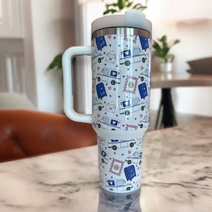 Vaso de 40 oz para cartero, con asa y pajita, para cartero, con sublimación, para agradecer a su cartero.