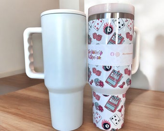 40oz Las Vegas Tumbler, With handle and straw, Bachelorette, Sublimation Tumbler, Slots, Gambling, Dice,