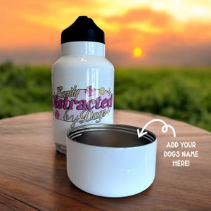 Vaso de agua para perros de 32 oz (botella de 32 oz y tazón de 10 oz), regalo personalizado, botella de agua para caminatas para perros
