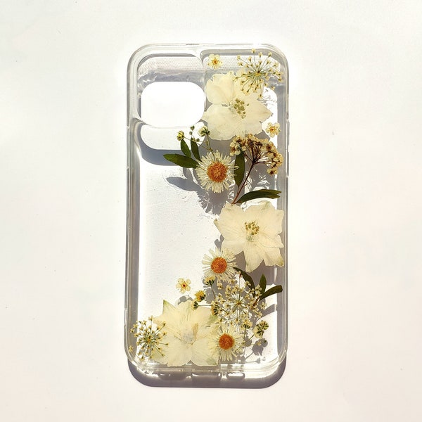 Pressed flower dried flower clear phone case,iphone 7 8 plus x xr xs 11 12 pro max case, samsung galaxy s8 s9 s10 s20 note 9 10 plus case