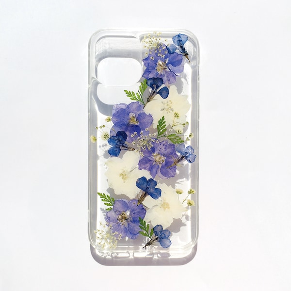 Pressed flower dried flower clear phone case,iphone 7 8 plus x xr xs 11 12 pro max case, samsung galaxy s8 s9 s10 s20 note 9 10 plus case