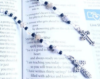 Cross Handmade Charm Bookmark, Gift for Readers, Beaded Bookmark, Unique Book Lover Gift, Religious Teacher Gift, Christian Cross Gift