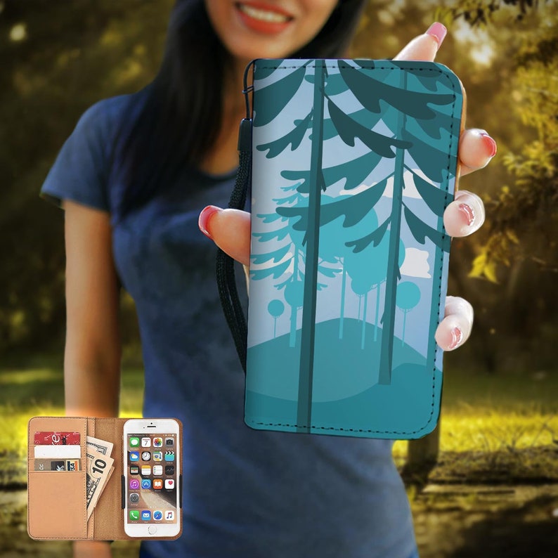 Trees RFID Phone Wallet Case iPhone X 6 7 8 5 Se Galaxy Note Art Gift 7 PLUS