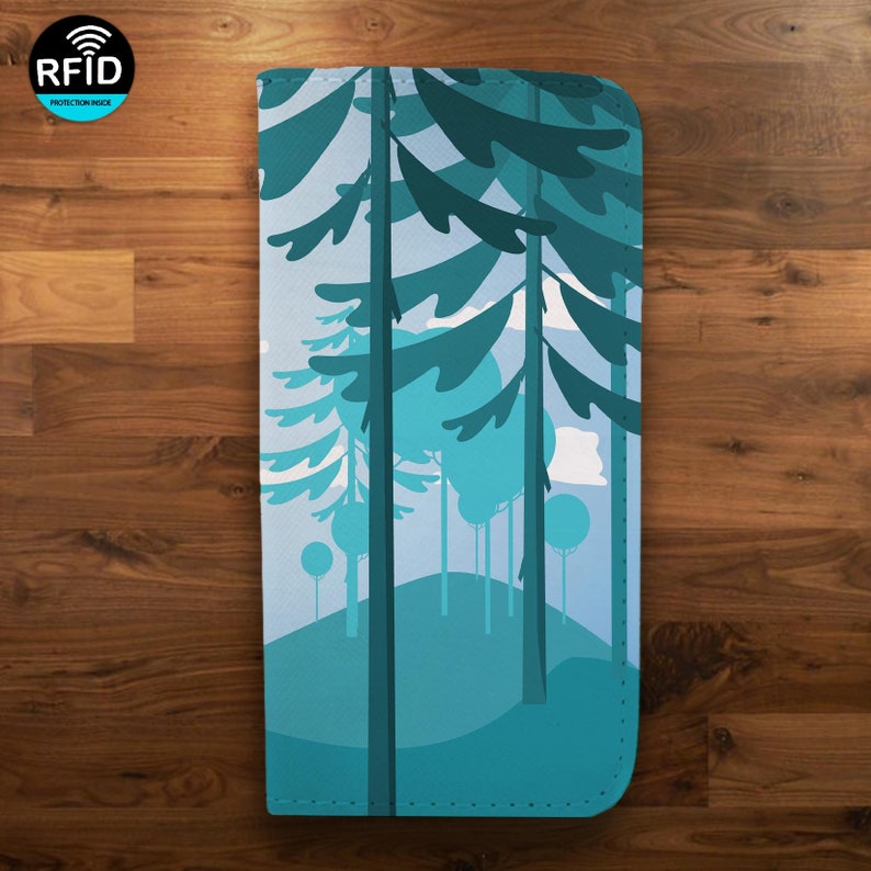 Trees RFID Phone Wallet Case iPhone X 6 7 8 5 Se Galaxy Note Art Gift 7 PLUS