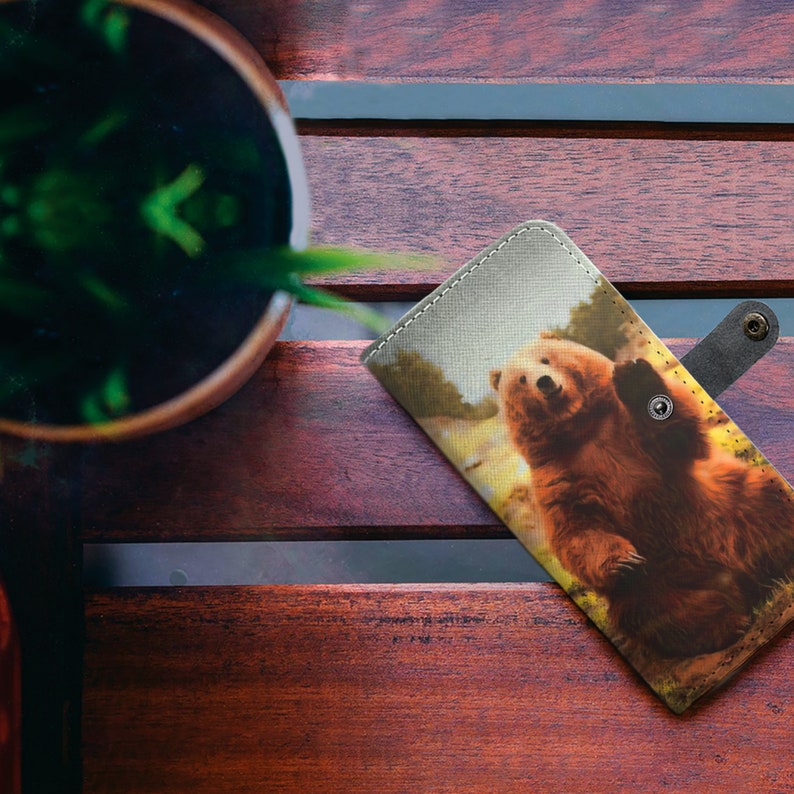 6 8 7 PLUS 7 Se Galaxy Note Art Gift 5 Grizzly Bear RFID Phone Wallet Case iPhone X