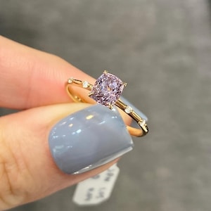 Lab Grown Purple Sapphire Ring Dainty Lavender Purple Sapphire Ring Vintage Purple Sapphire Ring Sapphire Engagement Ring Handmade Ring