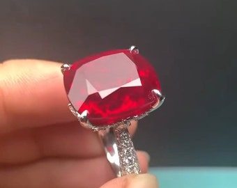 Kissenschliff Rubin Sterlingsilber Ring: Juli Birthstone Ehering
