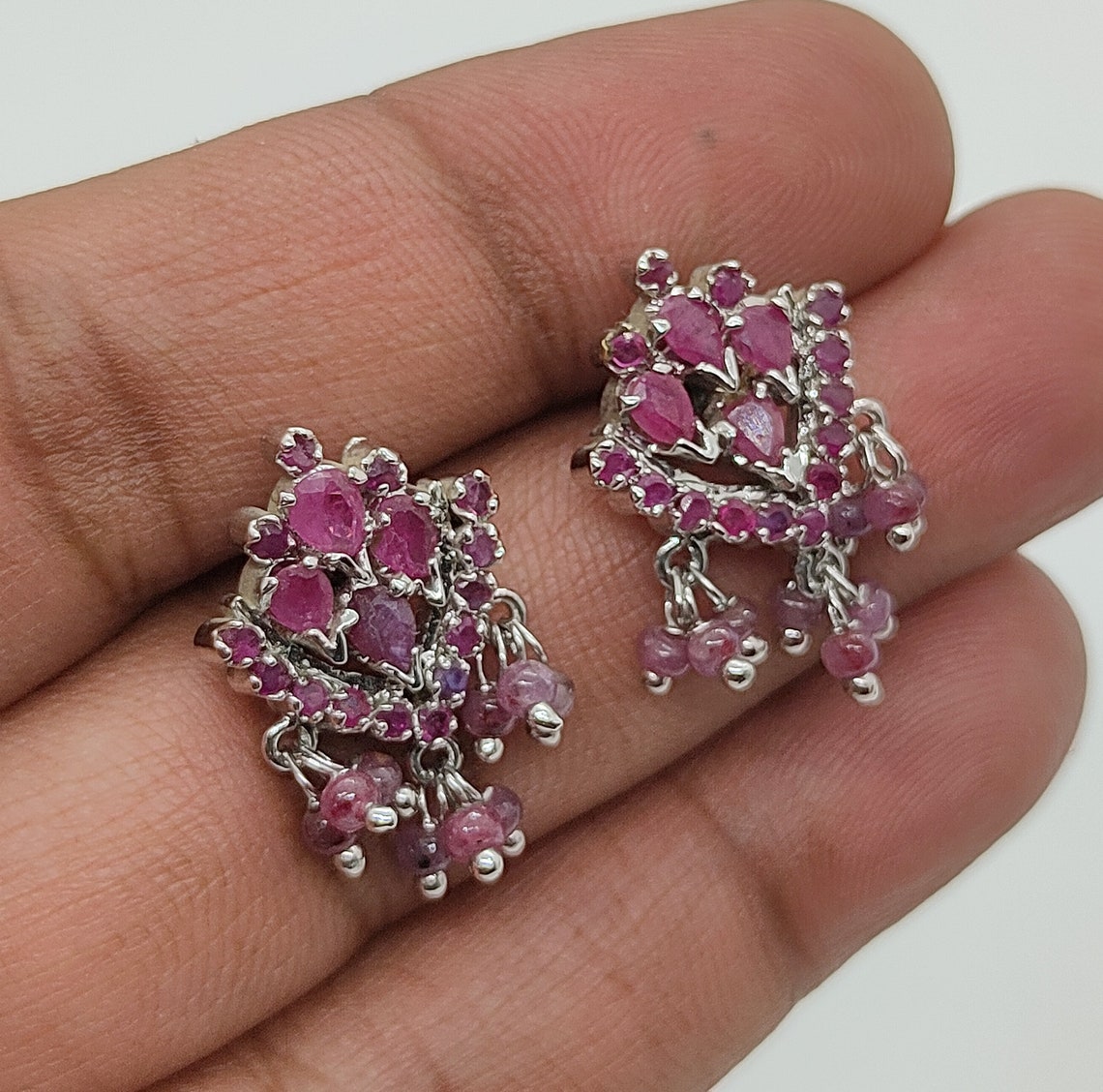 Natural Ruby Earrings Ruby Stud Earrings Ruby Silver Studs | Etsy