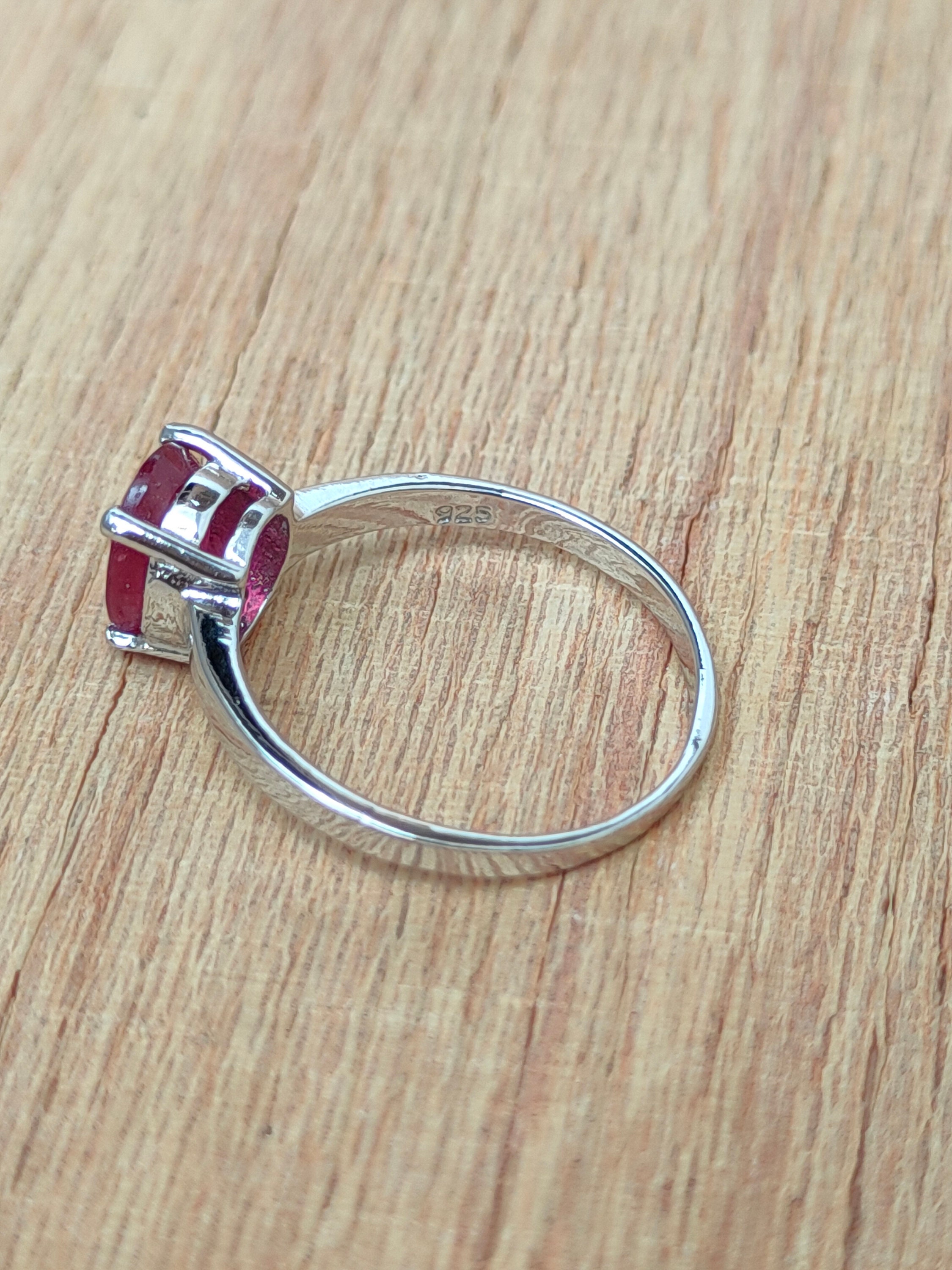 Natural Ruby Rings Ruby Silver Rings Dainty Ruby Rings 92.5 | Etsy