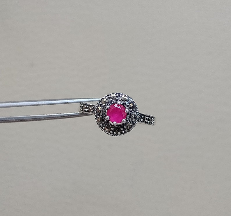 Marcasite Ruby Ring Marcasite Ring Vintage Marcasite Ring Ruby Ring Marcasite Victorian Ring Marcasite Silver Ring Marcasite Gift Ring