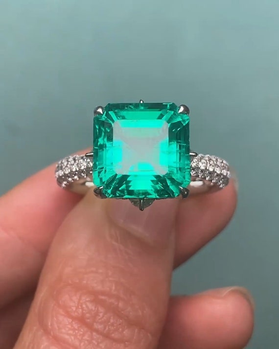 Large Emerald Ring Colombian Emerald Ring May Birthstone Ring Cartier Ring Emerald Ring Vintage Emerald Silver Ring Emerald Anniversary Ring Etsy