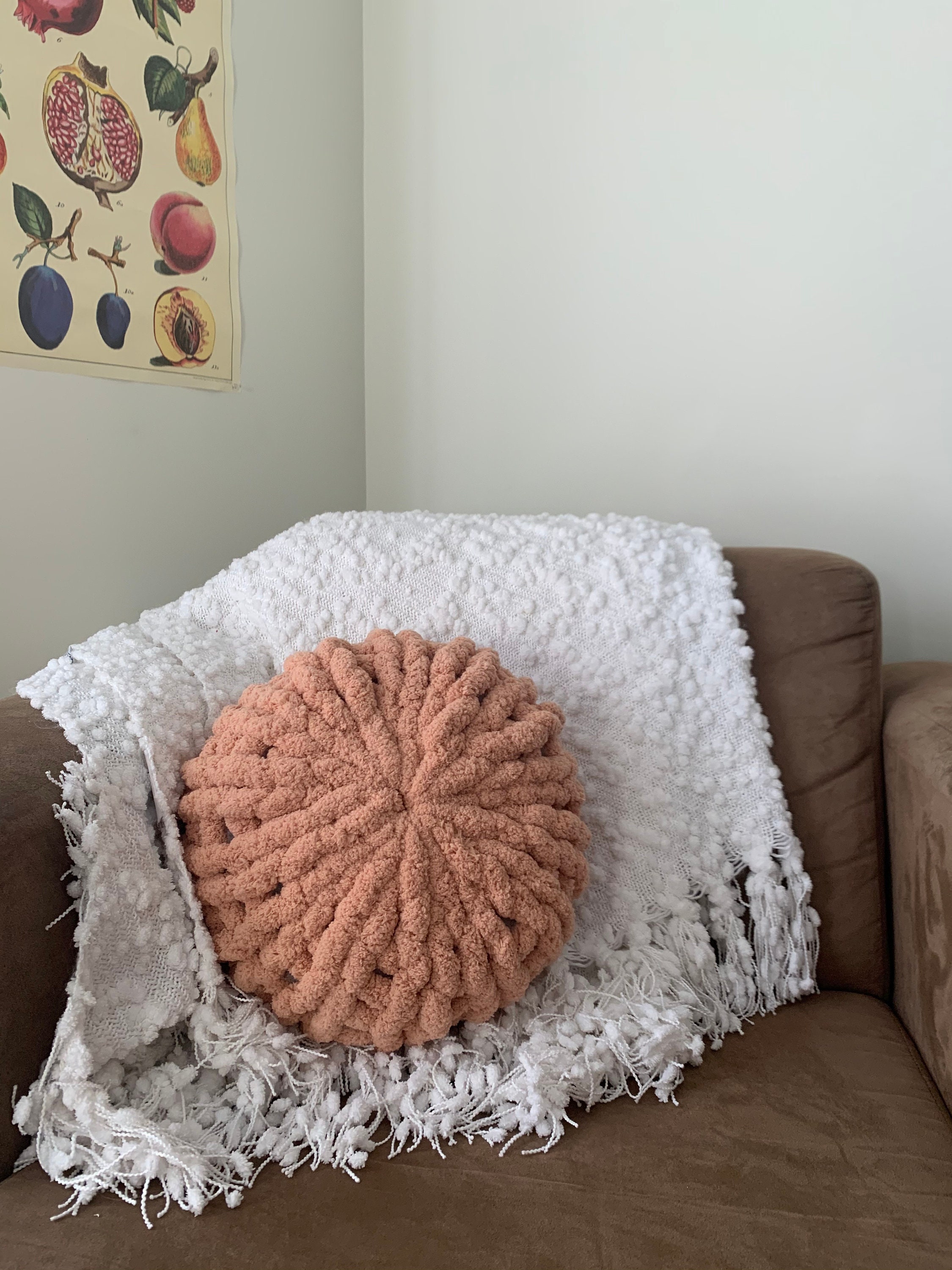 Chunky Knit Pillow Pillow Pouf Round Throw Pillow Home Etsy
