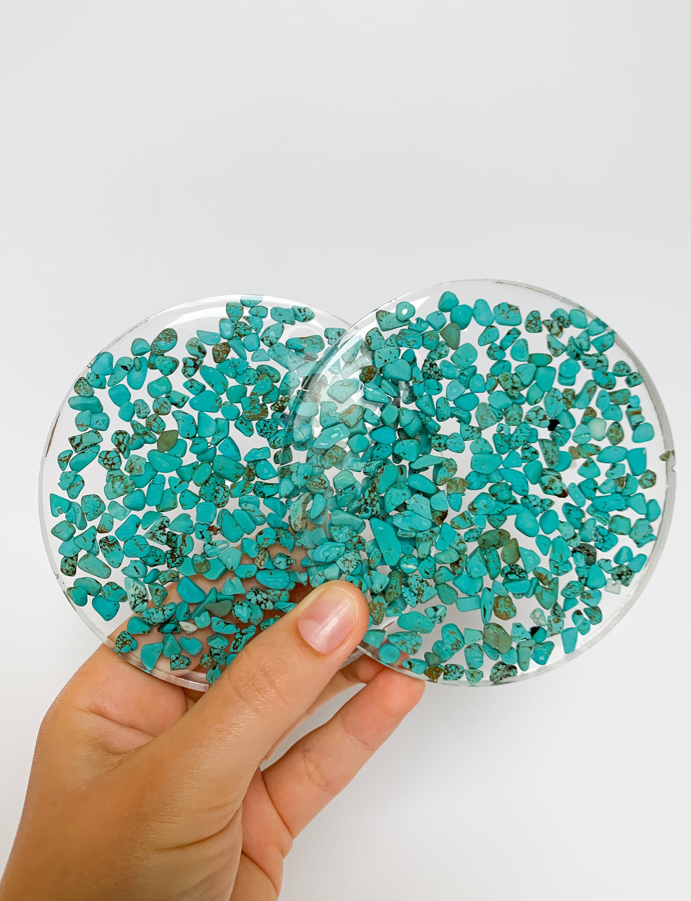 Turquoise Coasters Gemstone Coasters Resin Coaster Etsy