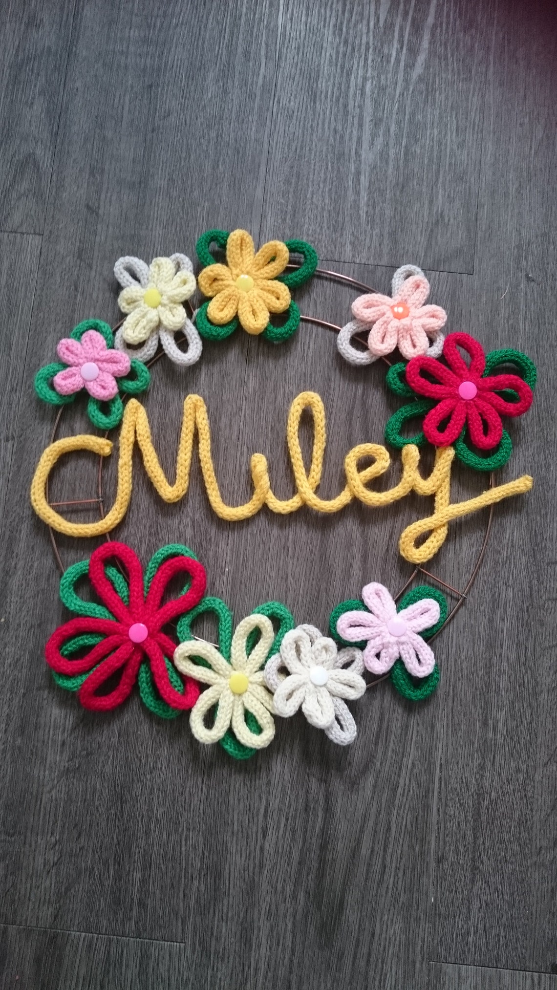 Personalised Wire Word Wreath Flower Leaf Name Icord Bright Etsy