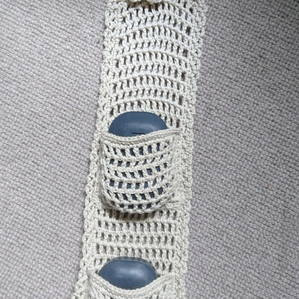 Shower Shampoo Bar Holder Storage Crochet Handmade 100% cotton yarn sustainable plastic free re-usable eco friendly