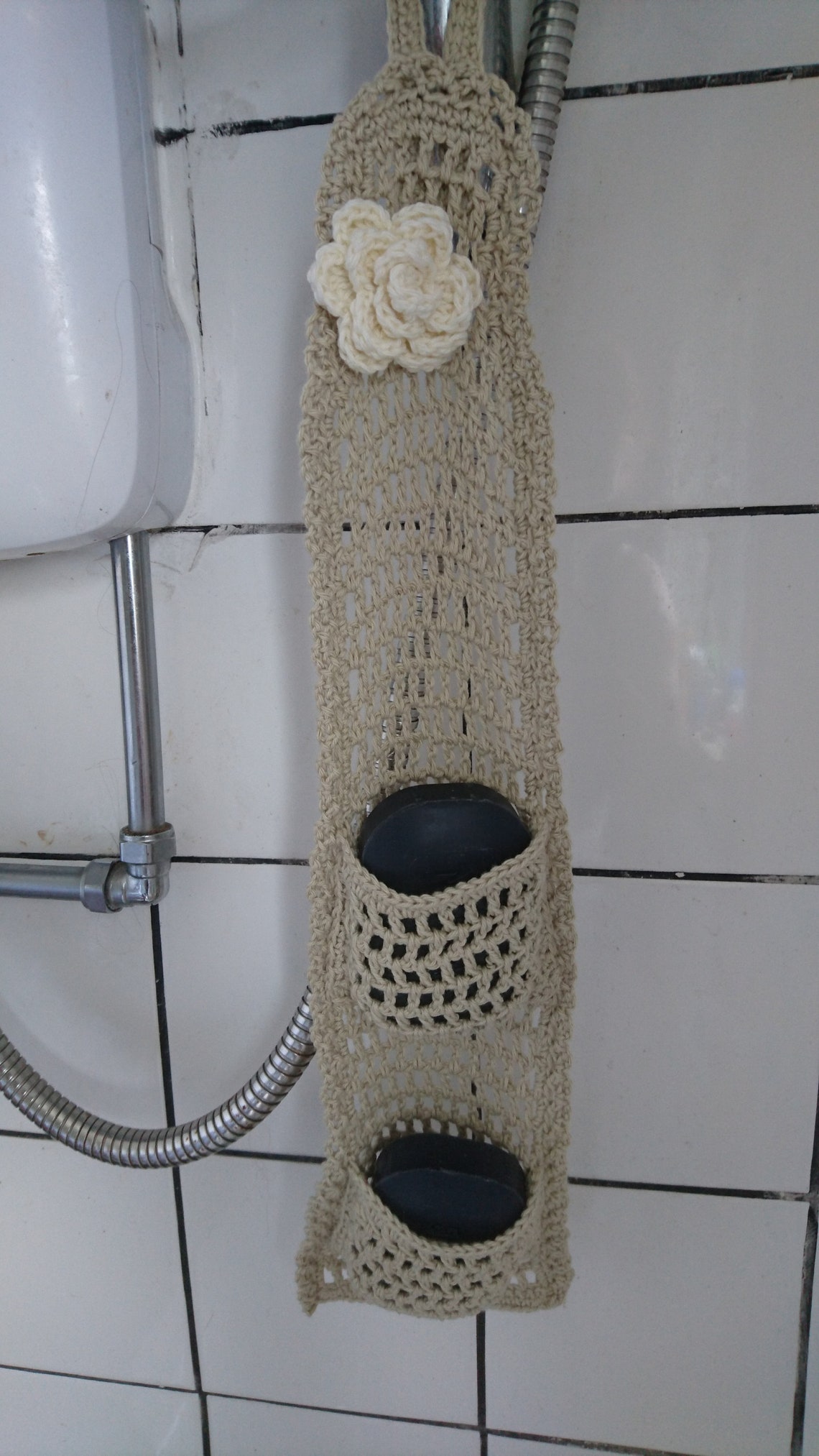 Shower Shampoo Bar Holder Storage Crochet Handmade 100 Cotton Etsy