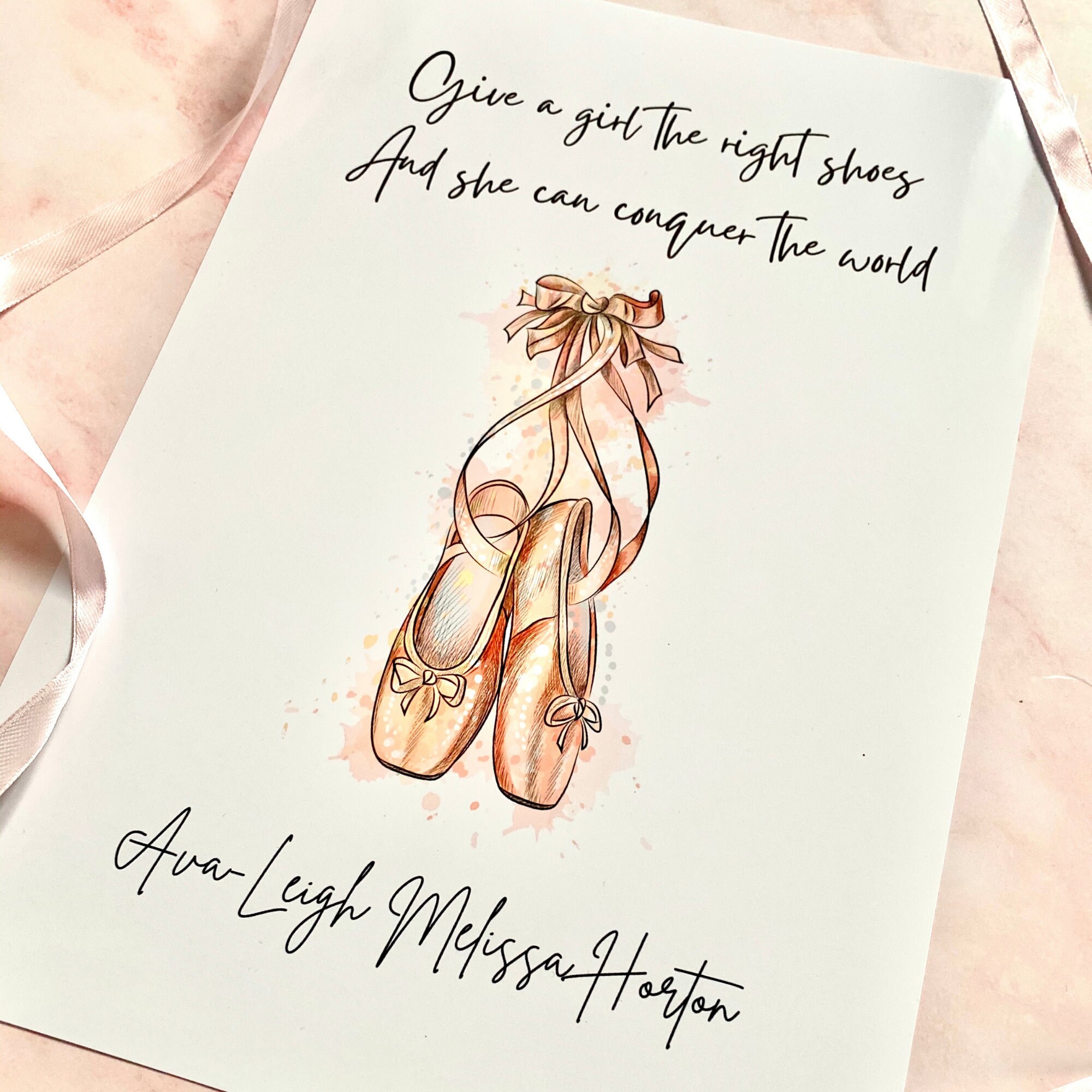 Ballet Ballerina Print A4 Unframed Personalised Name Girl Baby Etsy