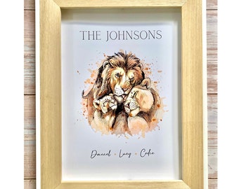 Family Lion Print A4 Unframed Personalised Names Gift Thoughtful Present