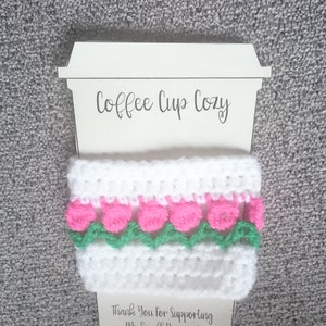 Cup cozy mug wool knitted gift present cold drink hot crochet handmade unique coffee hit chocolate tea frappachino milkshakes Flower cup