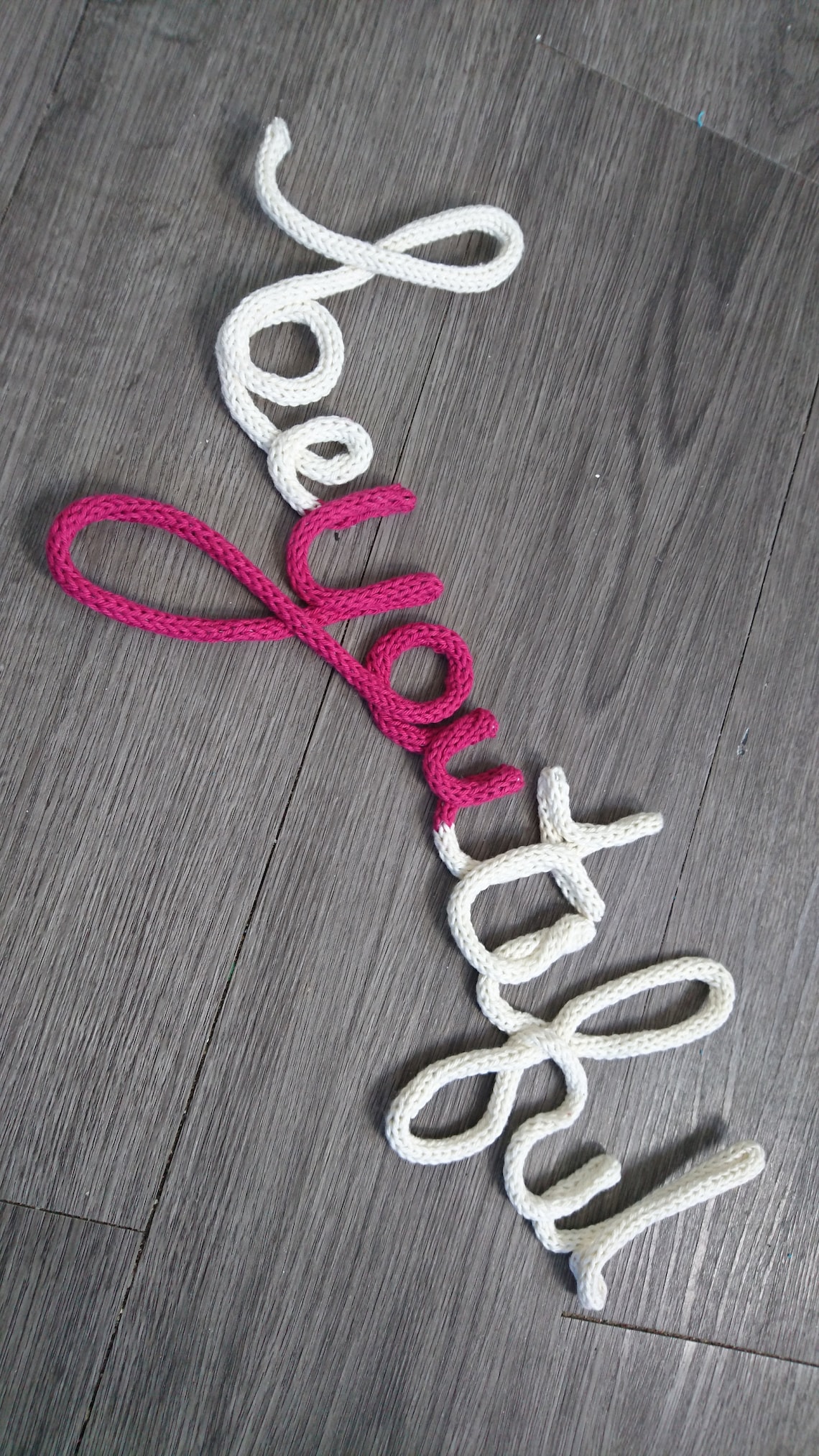 Icord Wire words Wall hanging decor Tricotin knitted nursery Etsy
