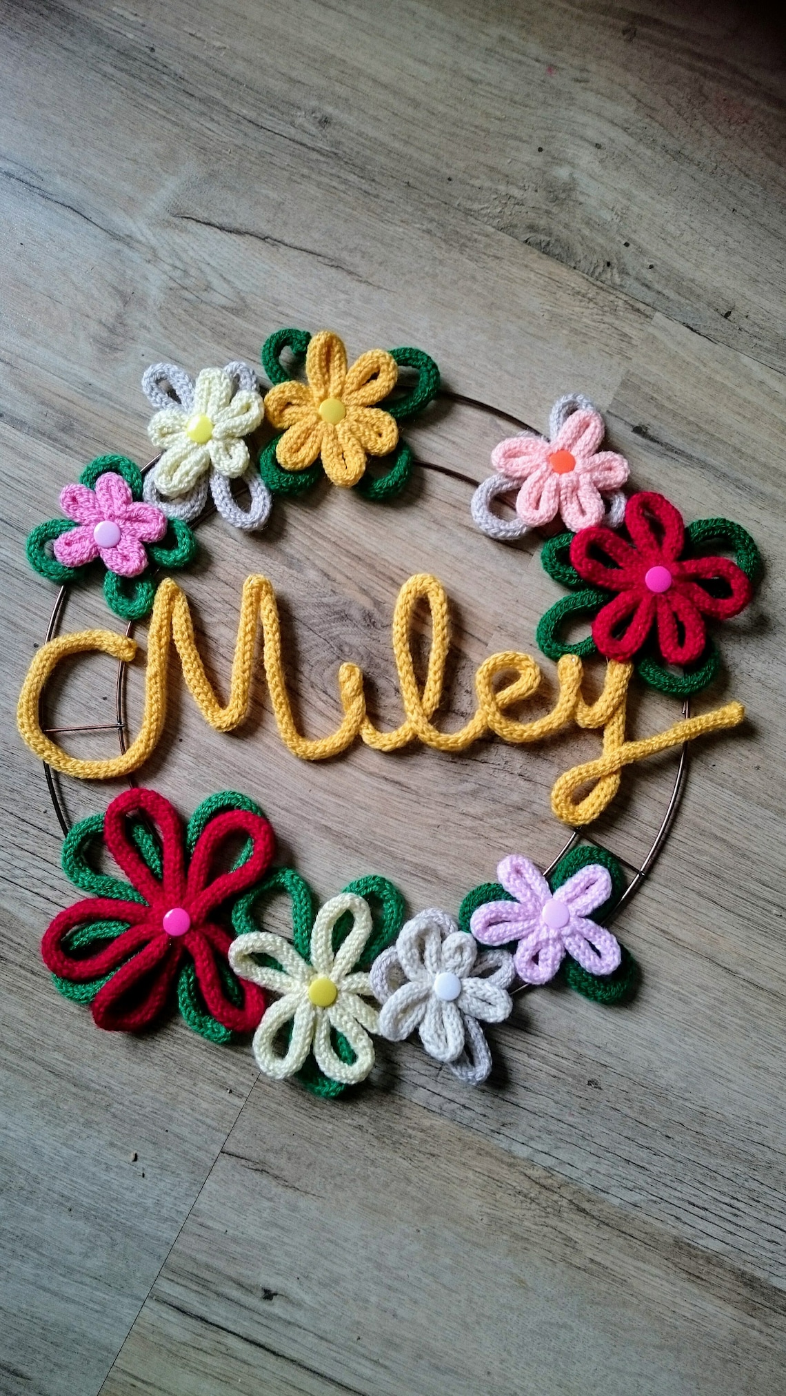 Personalised Wire Word Wreath Flower Leaf Name Icord Bright Etsy