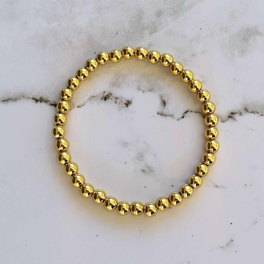 5mm Gold Bead Bracelet Etsy