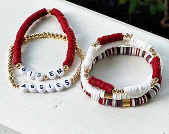 Texas A&M Beaded \'whoop\' White and Maroon Hat Band Texas A&M WHOOP Woven Bracelet - Etsy main image 2