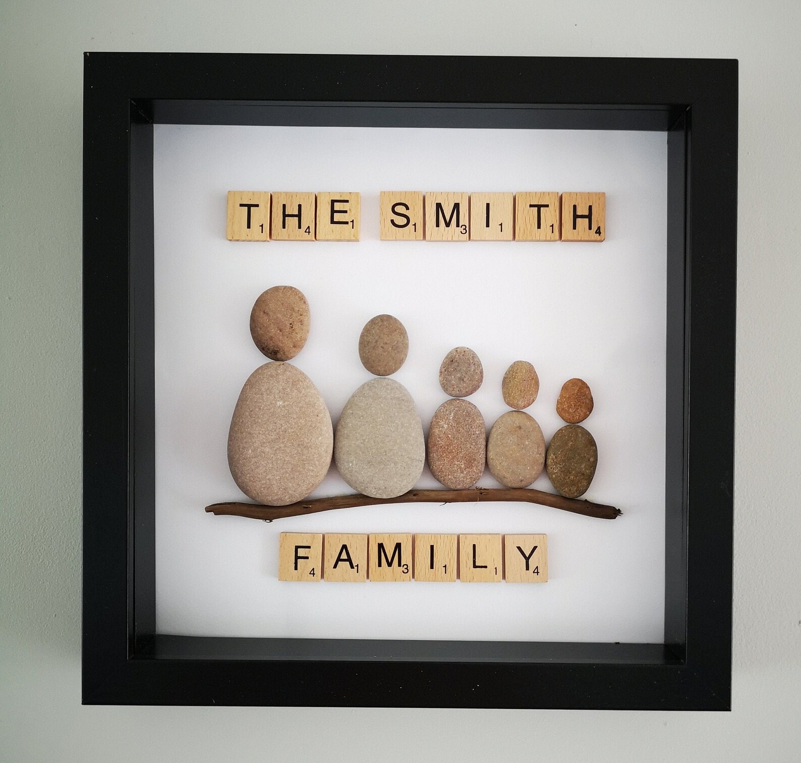 Pebble Family Custom Made Frame Personalised Pebble Art Etsy