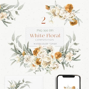 Witte bloemenkrans clipart. Boho, rustieke bruiloft aquarelbloemen, png. Zachte pioenroos, roos, roze crème dahlia, eucalyptus nodigt logo-ontwerp uit