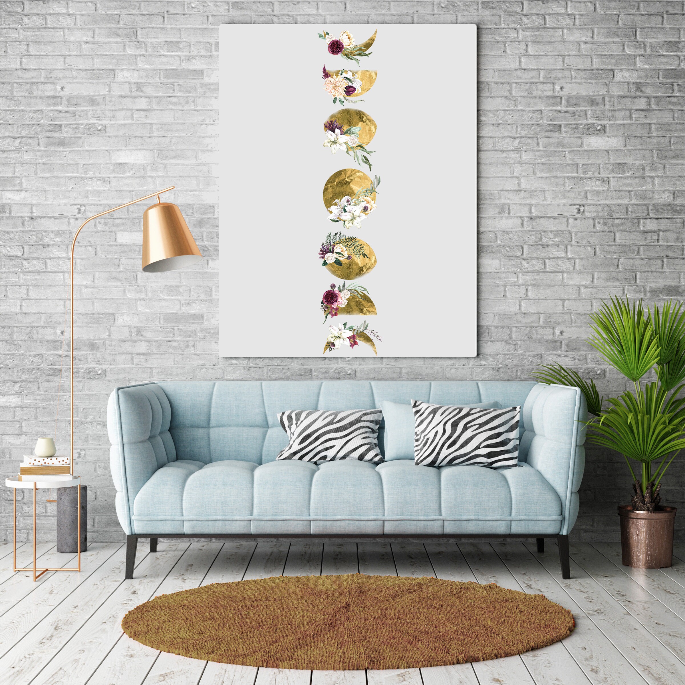Gold Moon Phases Set - Printable Poster Floral Watercolor Boho ...