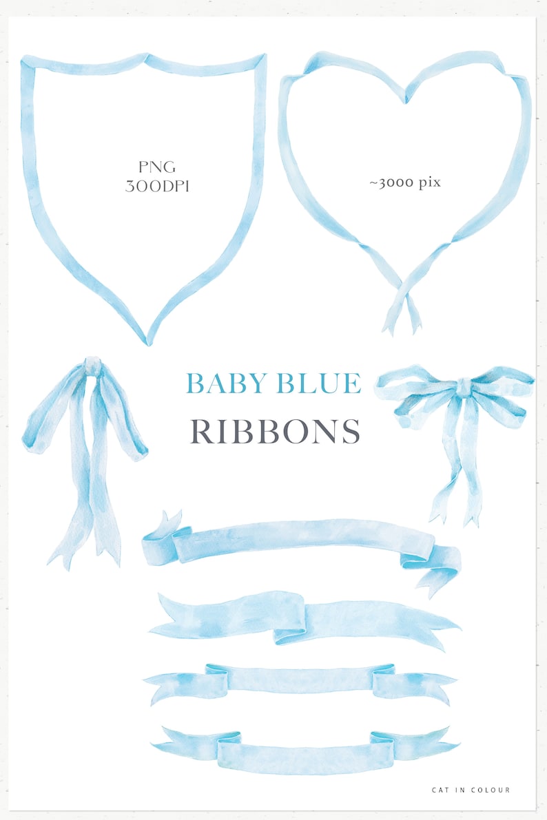 Watercolor Ribbon Banner Clipart Set. Wedding Crest Creator, Baby ...