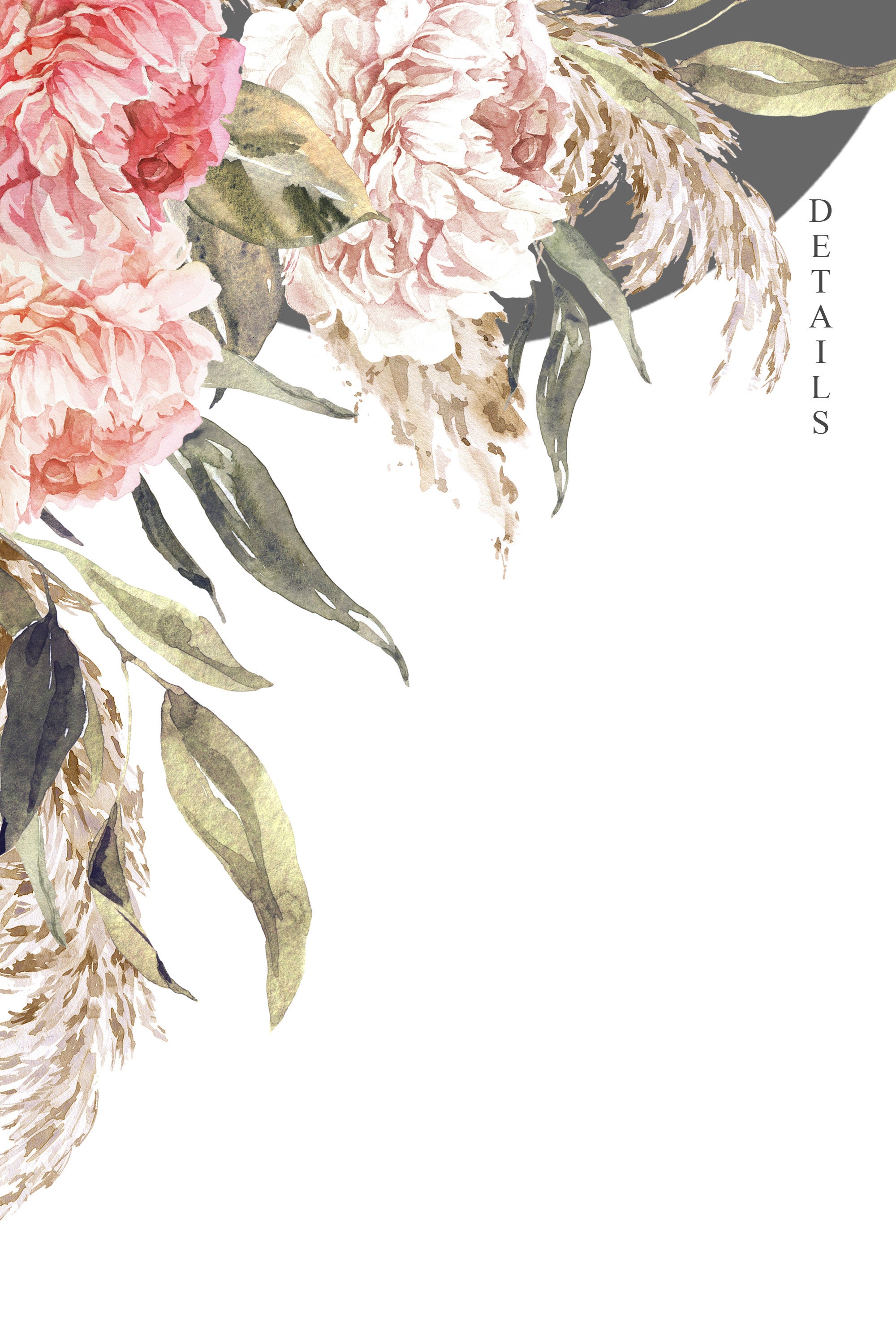 Watercolor Bohemian Clipart Set. Floral Frame, Boho Wedding Wreath PNG ...