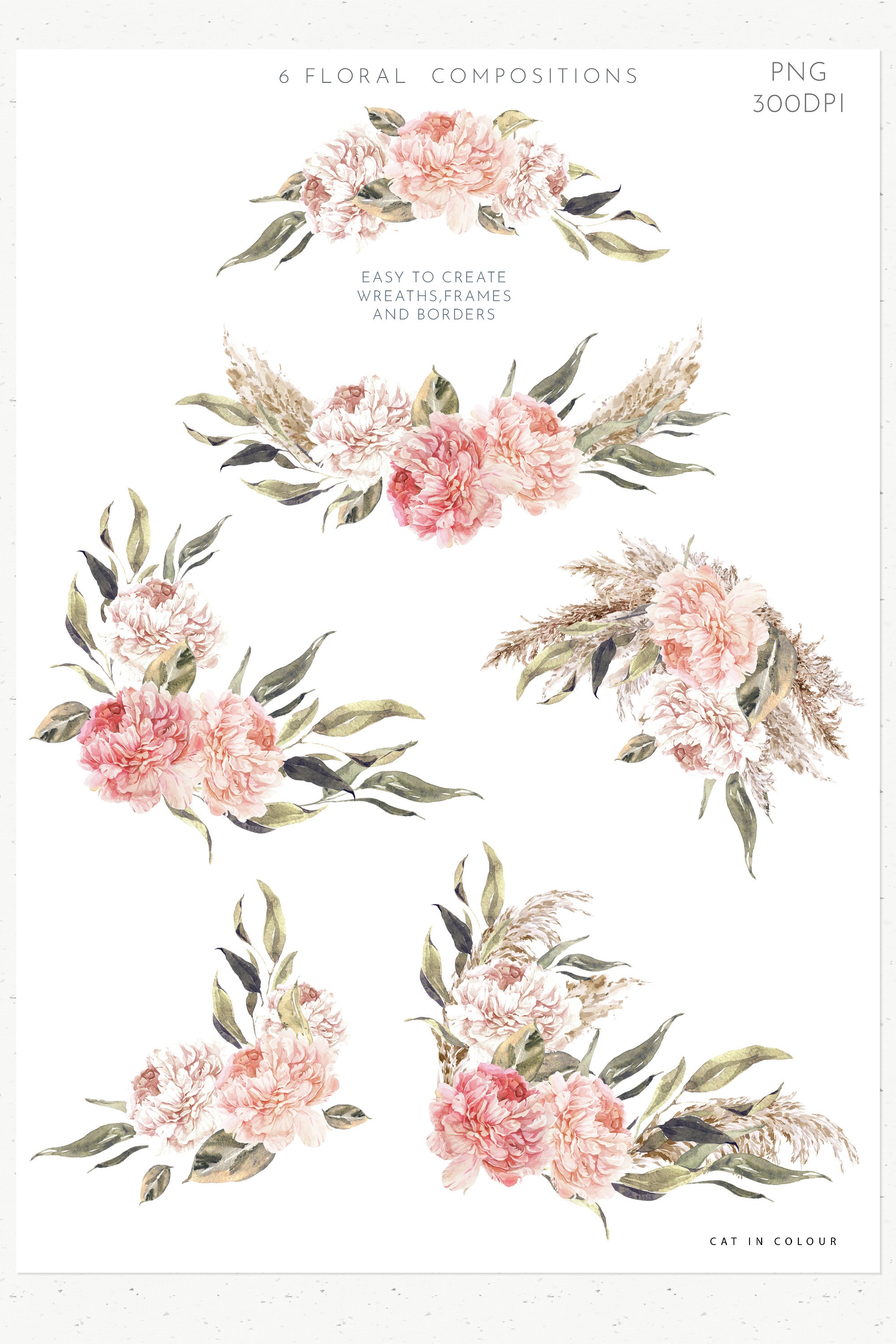 Watercolor Bohemian clipart set. Floral Frame Boho Wedding | Etsy