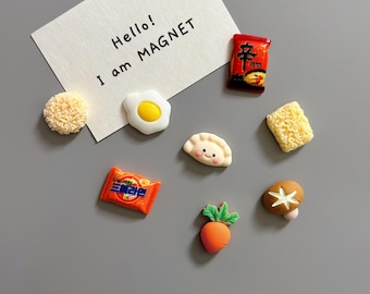 Asian Cuisine Korean Food Ramen Buldak Ramyun Dumpling Mandu Egg Fridge Magnets Set Realistic Miniature Kitchen Decor Gift Refrigerator deco