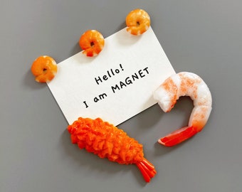 Shrimp Fridge Magnet Set Cocktail Shrimps Small Funky Seafood Realistic Miniature Food Kitchen Decor Birthday Gift Refrigerator Magnets