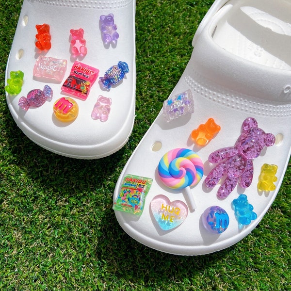 Cute Gummy Bear Shoes Charm Set Resin Candy 3D Croc Charms